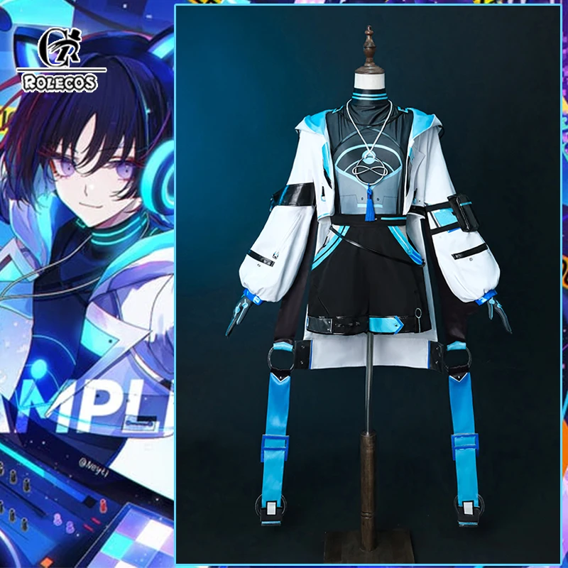 

ROLECOS Game Genshin Impact Wanderer Scaramouche Cosplay Costume Fanart Cat DJ Men Halloween Party Suit