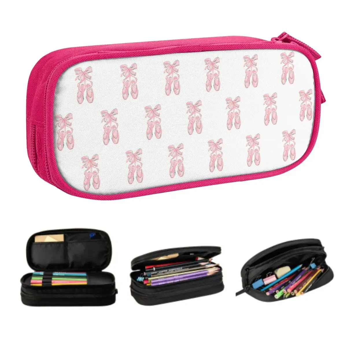 Custom Kawaii Ballet Shoes Pencil Cases for Girl Boy Large Capacity Ballerina Dancer Pencil Bag School Supplies