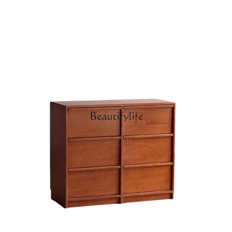 

Solid wood nine-bucket cabinet antique cherry wood retro chest cabinet skeleton line drawer cabinet