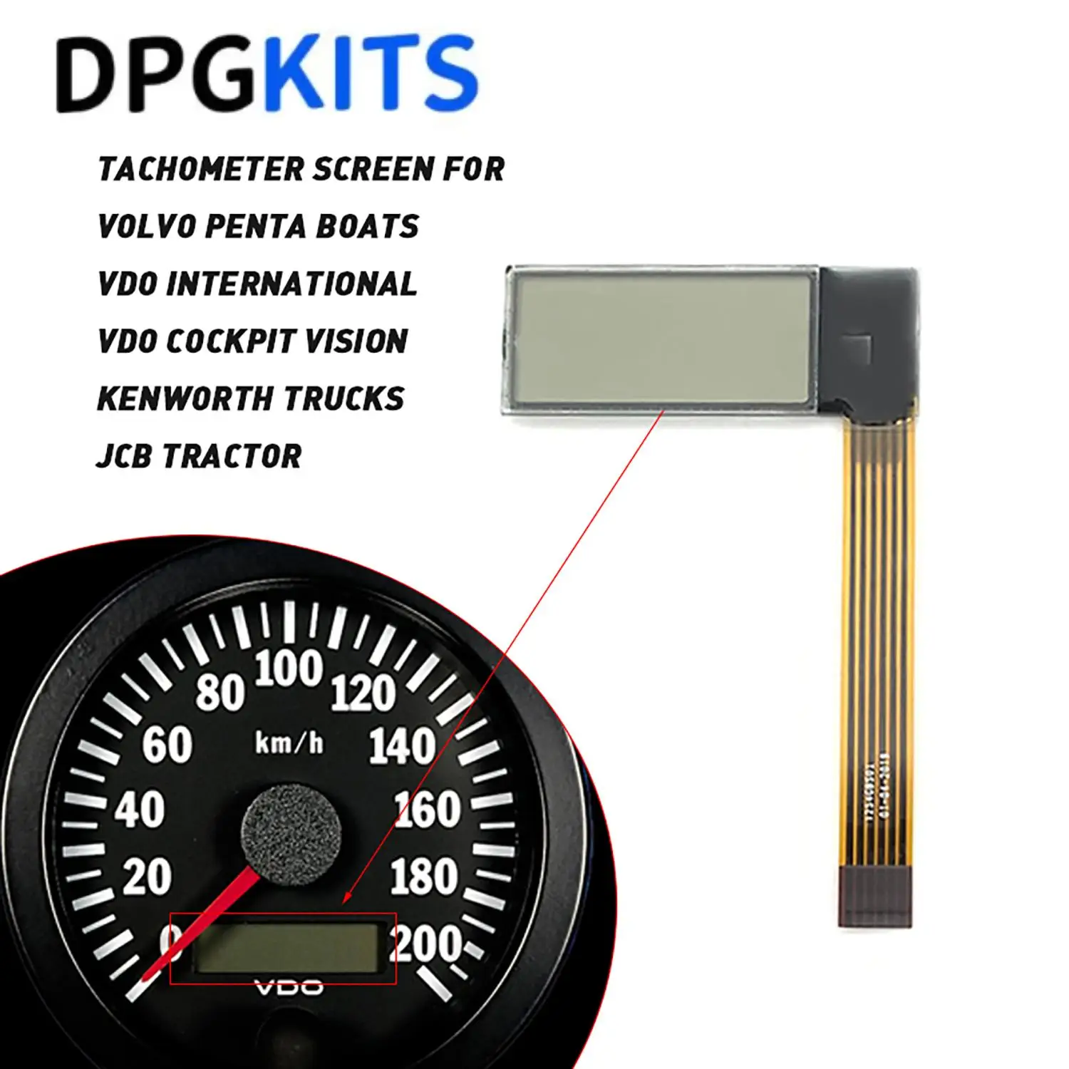 New VDO Tachometer LCD Screen for Kenworth Truck JCB Volvo Penta Boat Yanmar Marine Hour Meter Display with 1 year warranty