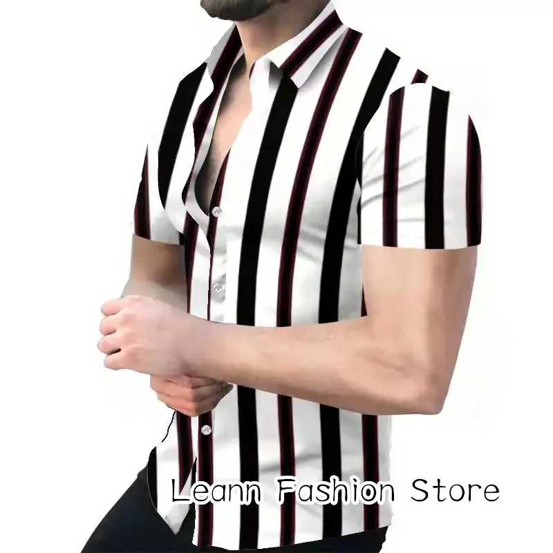 Summer Men Fashion Shirt Casual Short Sleeve Hawaiian Vacation Shirt Male High Quality Shirt Button Clothing Daily Streetwear