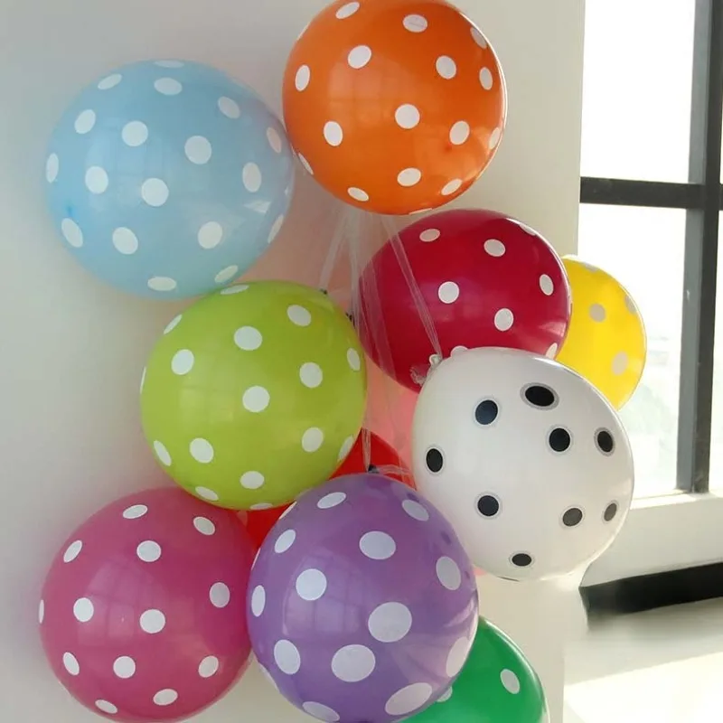 Hot sale 12 inch (10pcs/lot) Polka dot latex balloon Birthday Christmas wedding decorated decorative wave point latex balloons