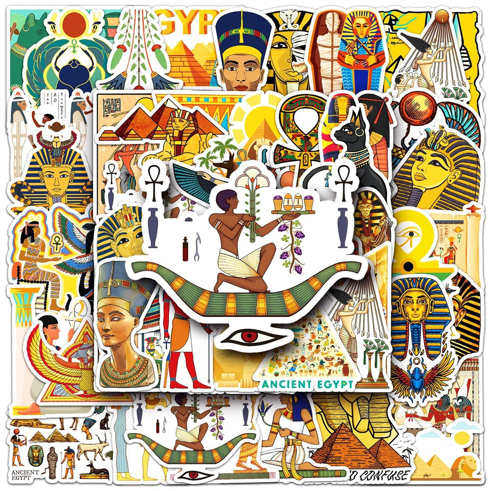 10/30/50PCS Cool Art Ancient Egypt Pharaoh Pyramid Cartoon Stickers Skateboard Laptop Phone Bike Car Waterproof Sticker Kid Toy