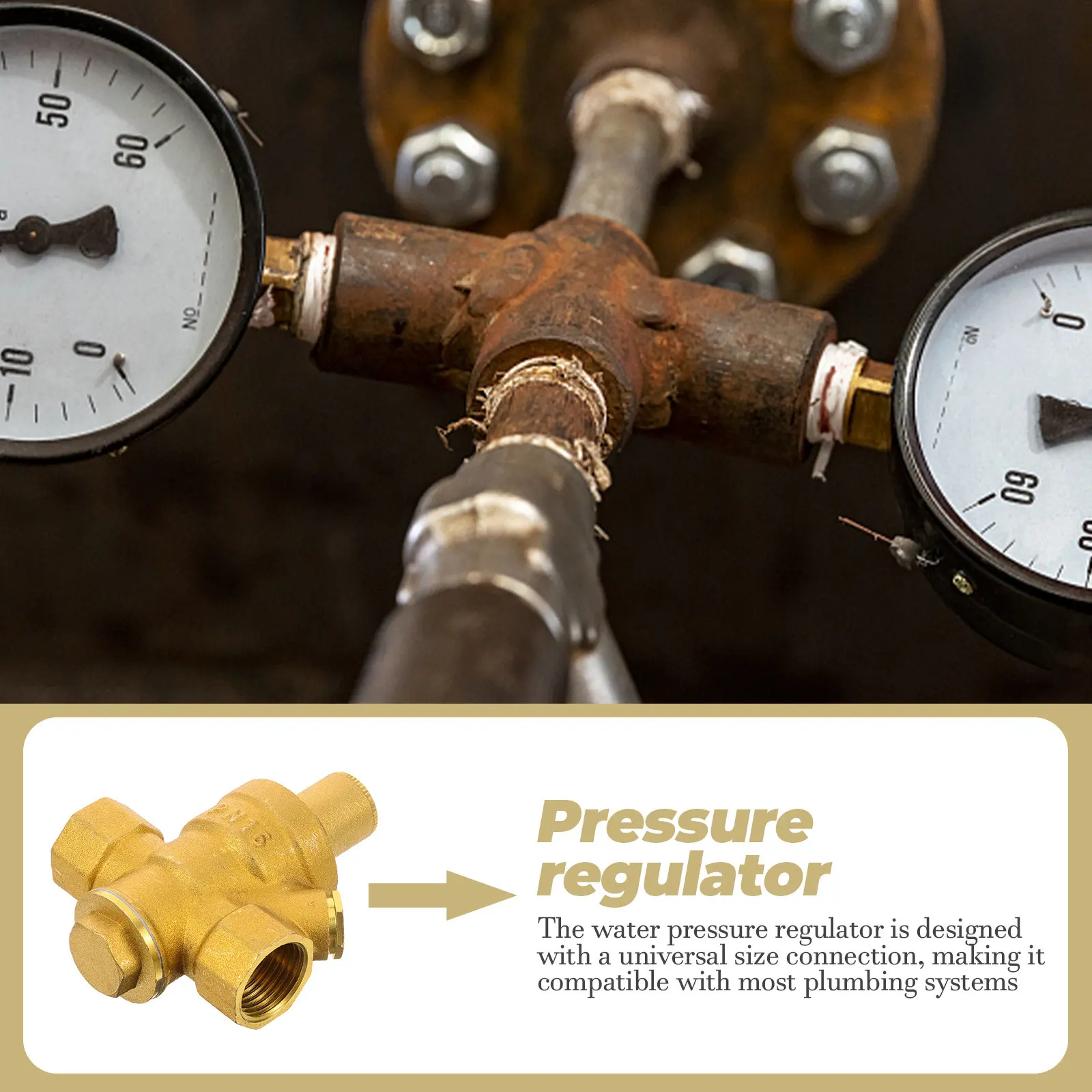 Adjustable Water Pressure Reducing Valve 15mm Regulator for RV Camper Travel Trailer High Precision Sturdy Brass Universal