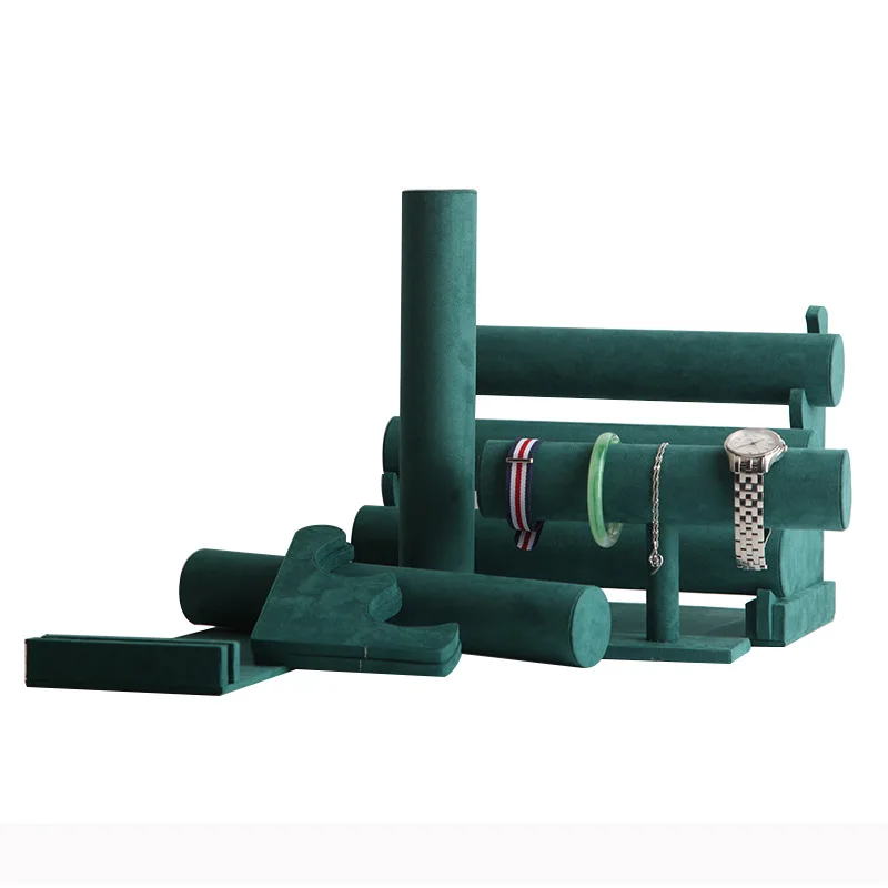 Dark Green Velacelevet Cloth Bracelet Holder, Single-Layer, Double-Layer, Three-Layer Jewelry Bracelet, Watch, Headband Display