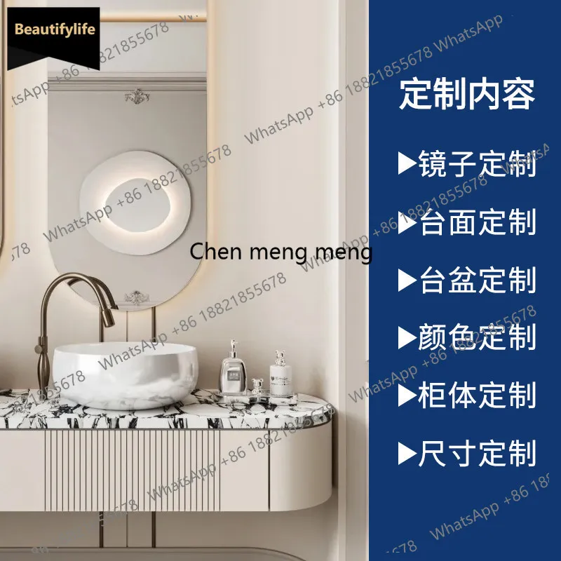 

C139 Italian luxury stone bathroom cabinet combination marble countertop basin bathroom oak washbasin cabinet