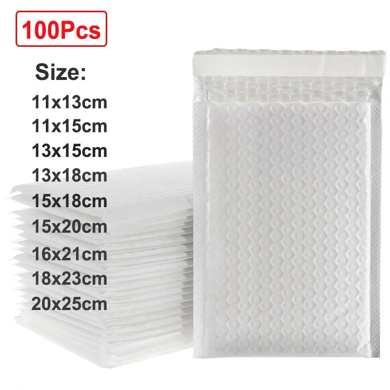 100PCS White Bubble Mailers Bubble Padded Mailing Envelope Mailer Foam for Packaging Self Seal Shipping Bag Bubble Padding Bag