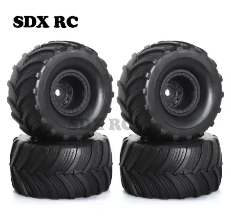 Monster Truck Roda Jante Pneus Set, 1:18 TRX4M 1/24 FMS FCX24 Axial SCX24 AX24 RC Crawler, Peças de atualização do carro, 52mm, 1.0 ", 4 peças