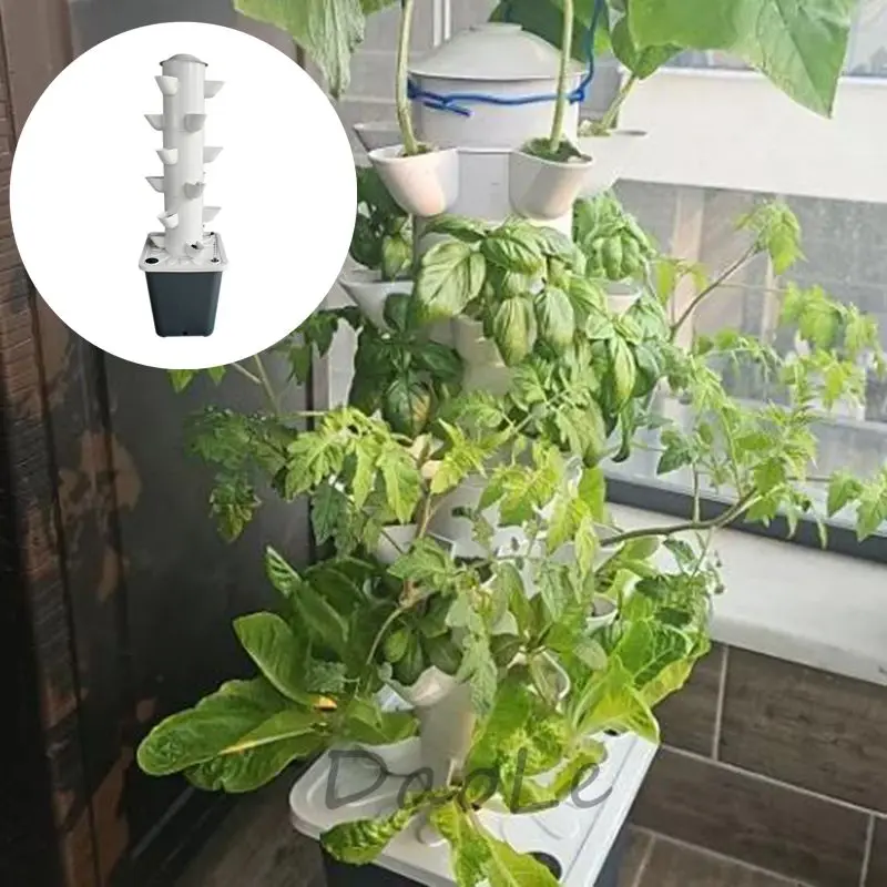 New Home Garden DIY Vertical Tower Hydroponic Growing System 5Hole Soilless Cultivation Kits Fruit Vegetable Grow Pot