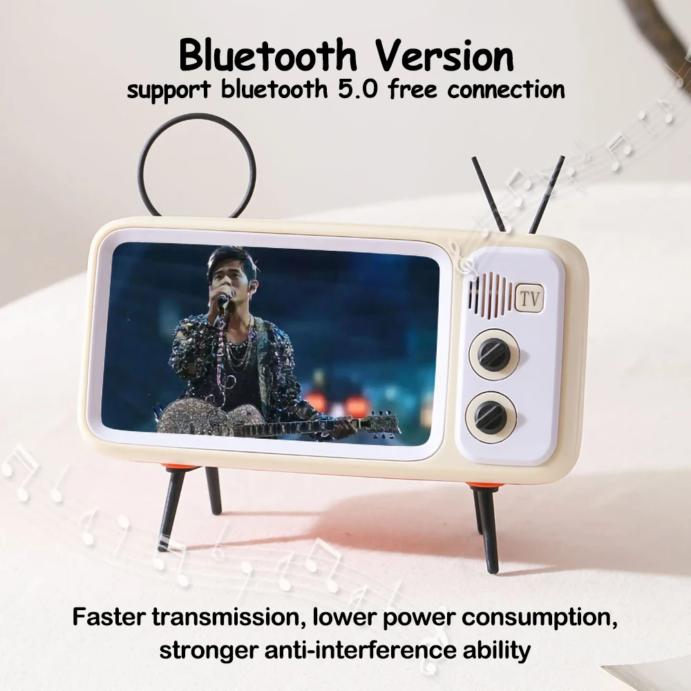 [New Arrival] Lovely Retro Desktop Mobile Phone Case TV Model Bluetooth Speaker Easy Carry Mobile Phone Holder