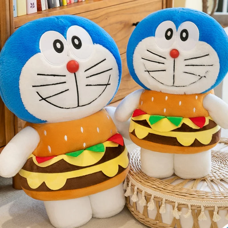 65cm Anime Cartoon Hamburger Doraemon Doll Plush Toy Girl Sleeping Doraemon Pillow Kawaii Birthday Gift Doll Toy