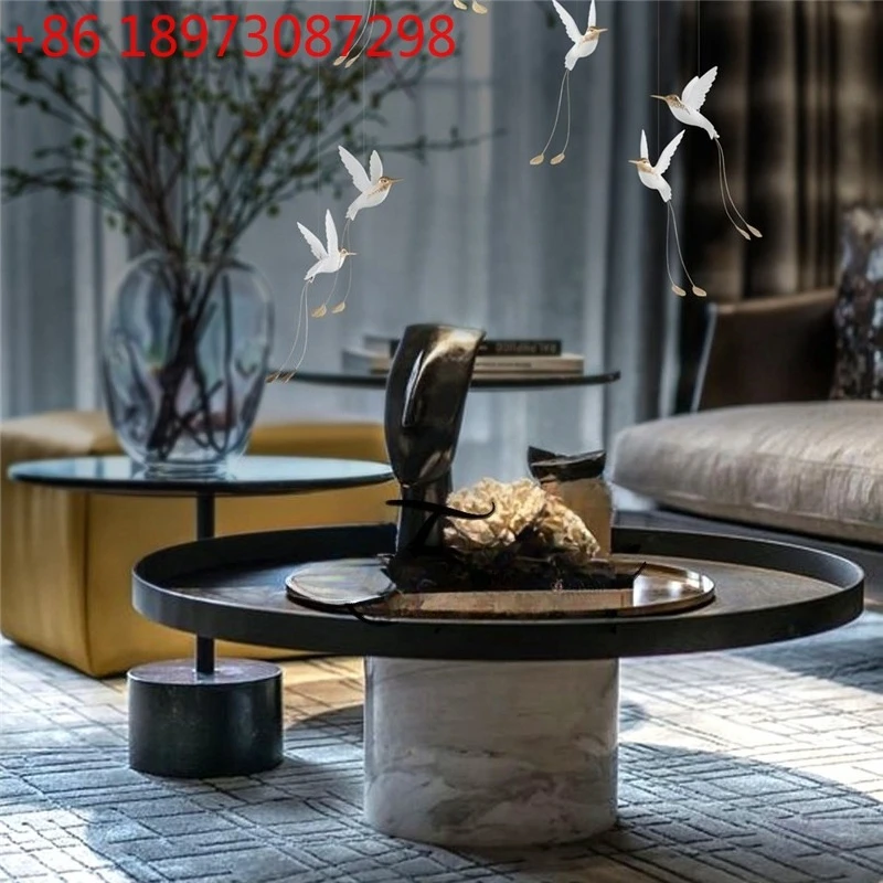 

Легкий роскошный журнальный столик премиум-класса из цельного дерева, американский креативный круглый журнальный столик, журнальный столик