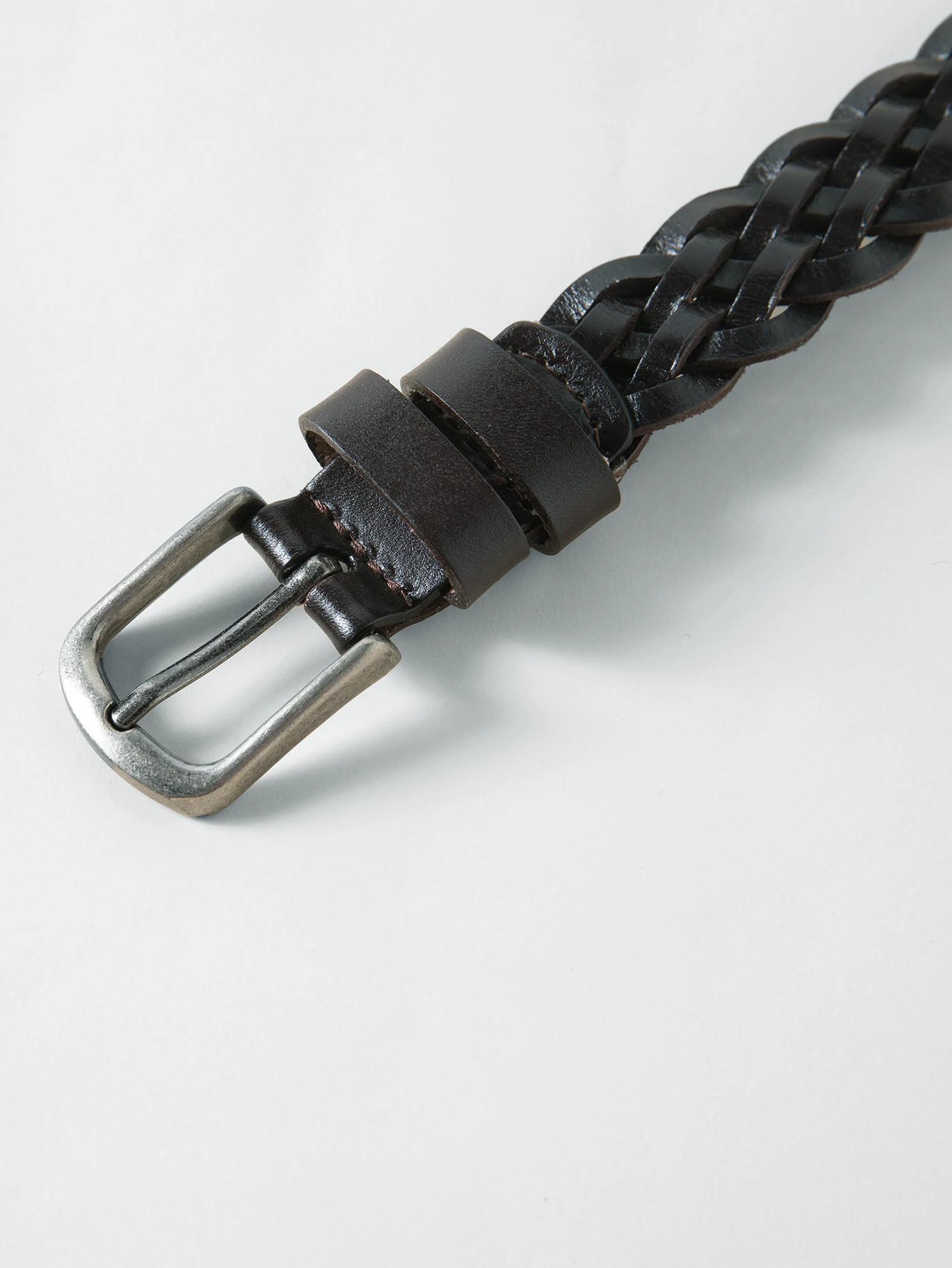 Women's Handwoven Cowhide Leather Belt - Braided Adjustable Waistband