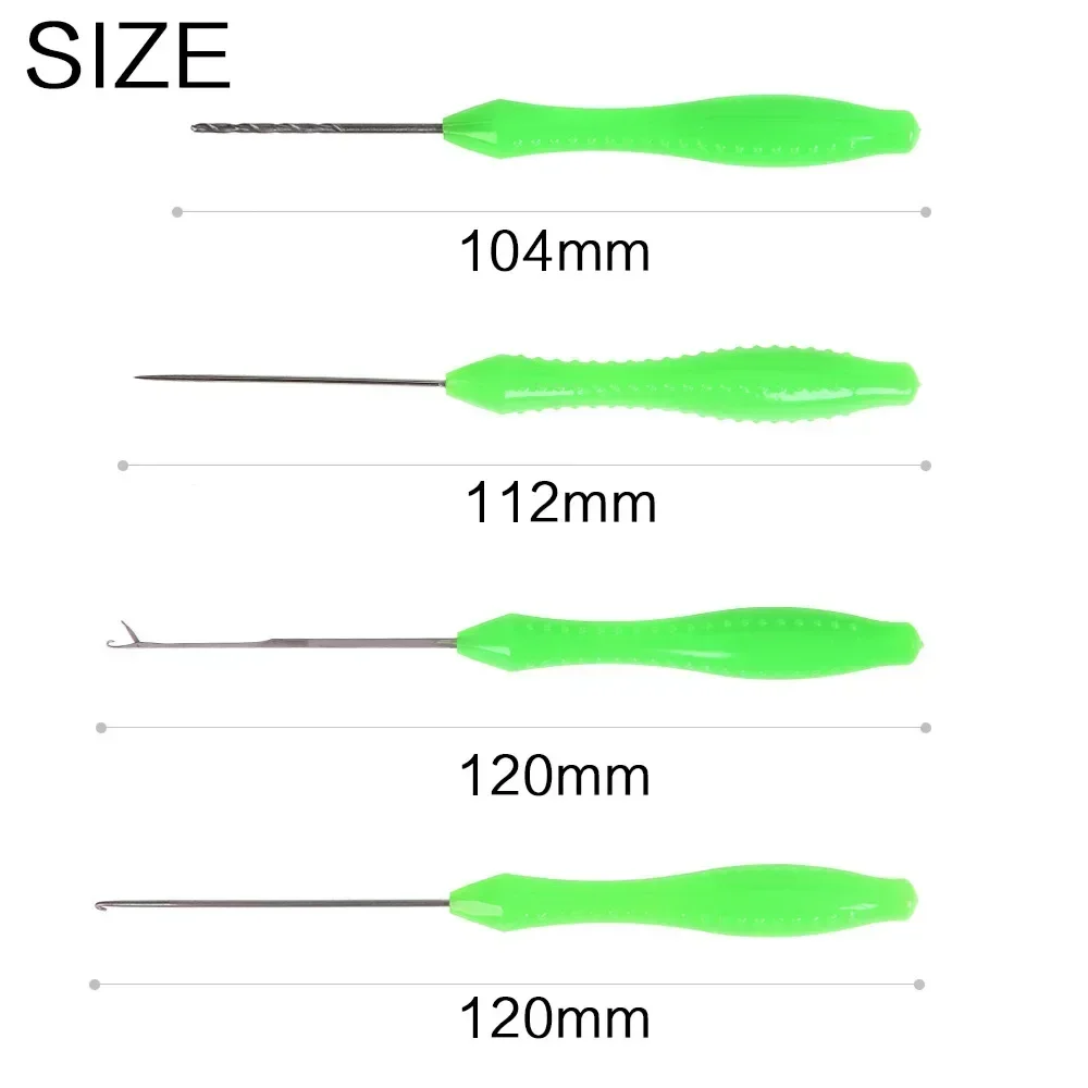 Fishing Rigs Bait Needle Set 4PCS Anti Slip Handle Hook Drill Stringer Baiting Rig Tool Kit for Anglers Fishing Accessories