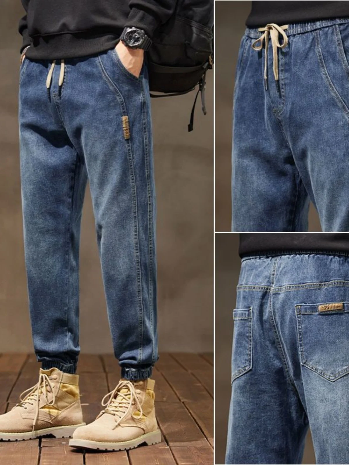 

Модная рабочая одежда, джинсы, мужские шаровары с манжетами, девятисекционные повседневные брюки для мальчиков-подростков, весенне-осенние сезонные износостойкие