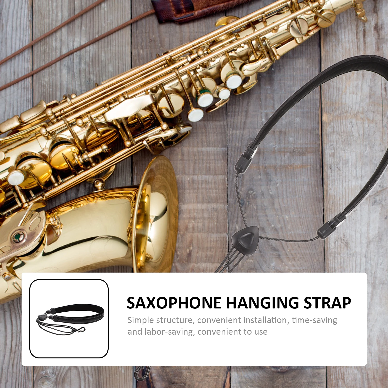 

Adjustable Saxophone Strap Shoulder Neck for Alto Tenor PU Padded Belt Hanging Accessory Easy Install