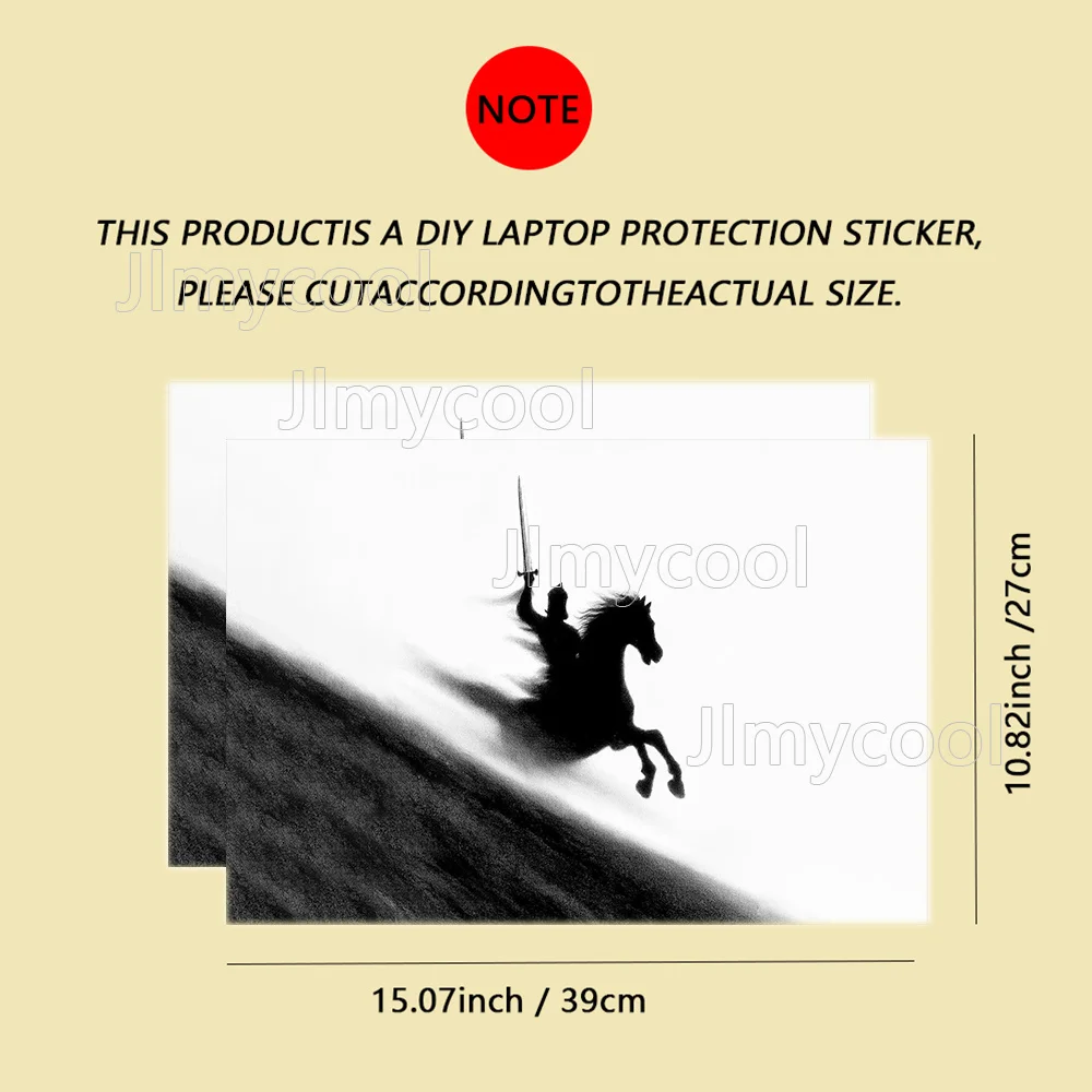Warrior Rider Horse Silhouette Laptop Skin Sticker Scratch Resistant Bubble Free Vinyl Decal Notebook Cover Decor Accessory