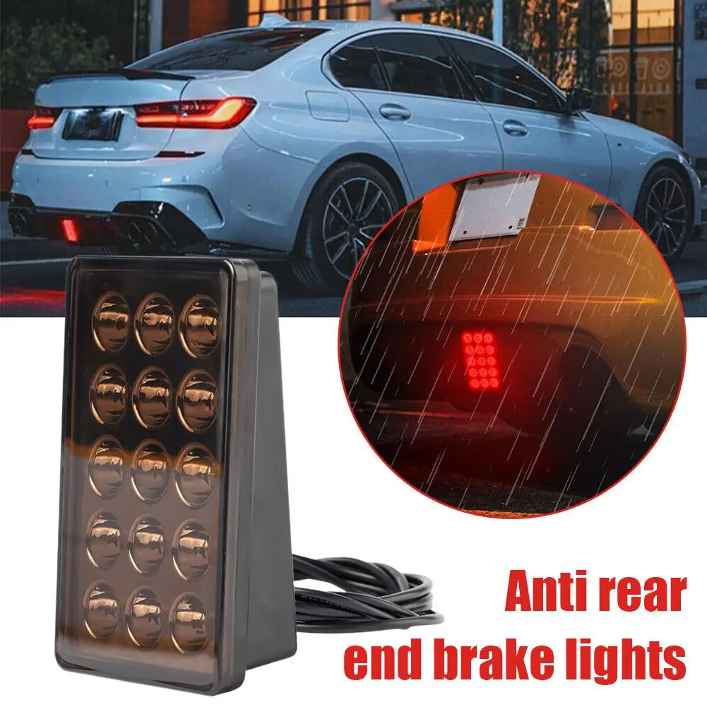 Universal F1 Strobe Flash Light LED Rear Tail Light Signal LEDs Light Brake 3rd Lamp Light Warning 15 Smoked Car 12V Access X9G1