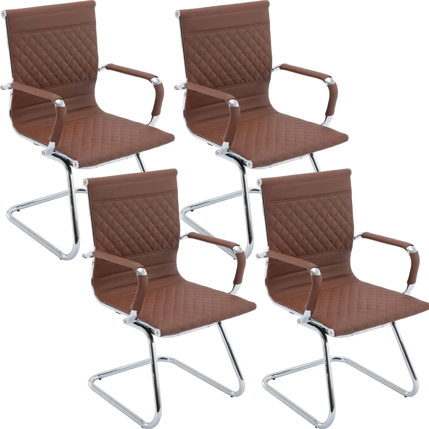 

Office Guest Chairs Reception Chairs Waiting Room Set Of 4 Conference Room With Mid Back, Modern Pu Leather Desk