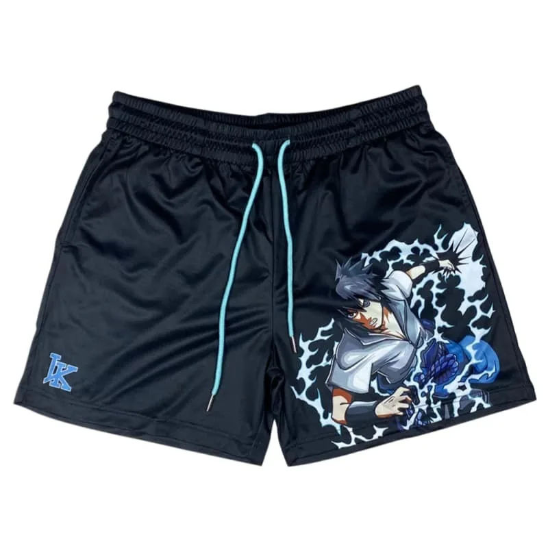 2026 Summer New Arrival Naruto Uchiha Sasuke Chidori Theme Shorts Anime Peripheral Unisex Sports Casual Shorts Family Matching