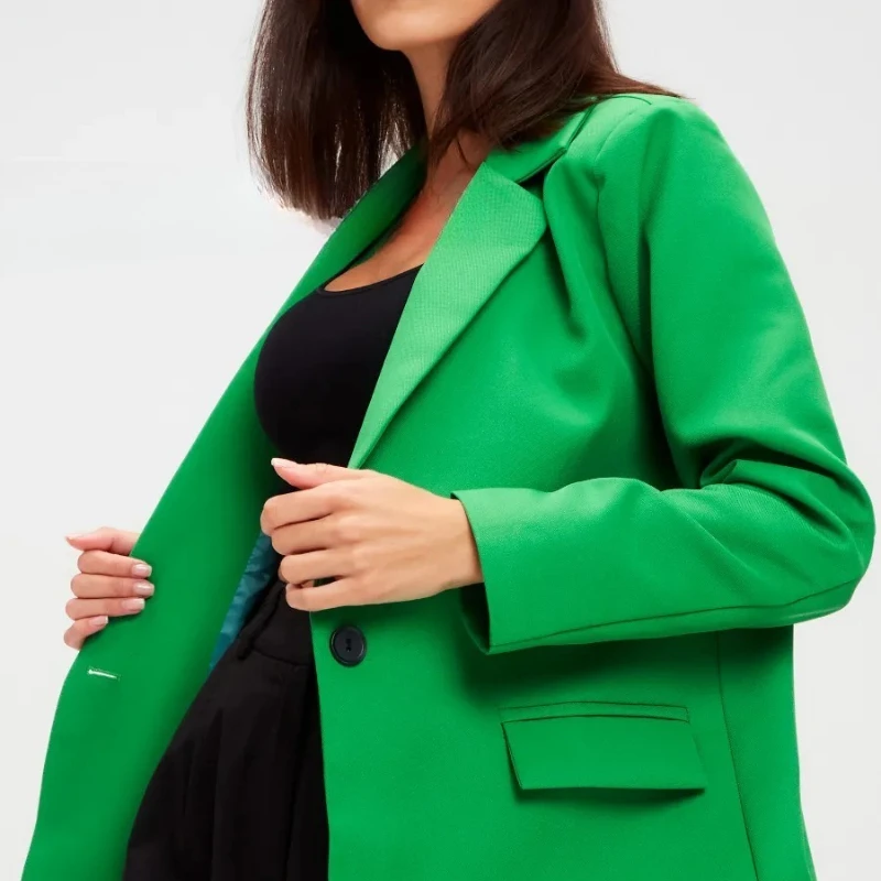 يظهر الخريف السترة السوداء النسائية الجديدة شعورًا بمزاج غير رسمي راقي وسترة بدلة فضفاضة متعددة الاستخدامات #6