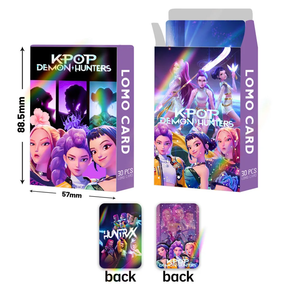 30pcs Kpop Demon Hunters Anime Laser Card Students Double-sided Fashion Collect Cards Cartoon Animation Surrounding Kids Gifts