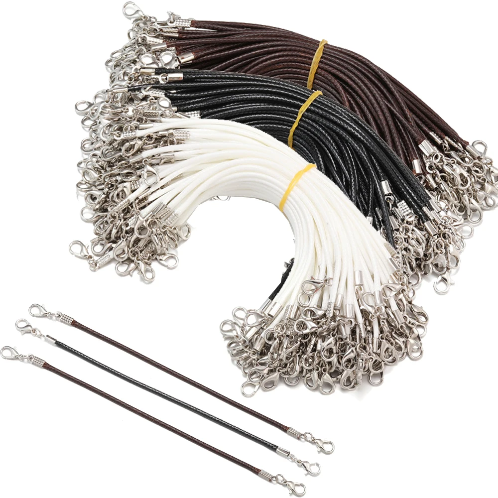 

10pcs 16cm Leather Wax Rope String Chain Lanyard Lariat Strap Cords Double Lobster Clasp Rope Fit Mini Model Doll Pendants Clasp