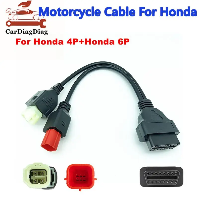 Motorcycle OBD Diagnostic Cable for Honda 4P+Honda 6P OBD2 Connector Cable  Motorbike OBD Extension Cable Adapter