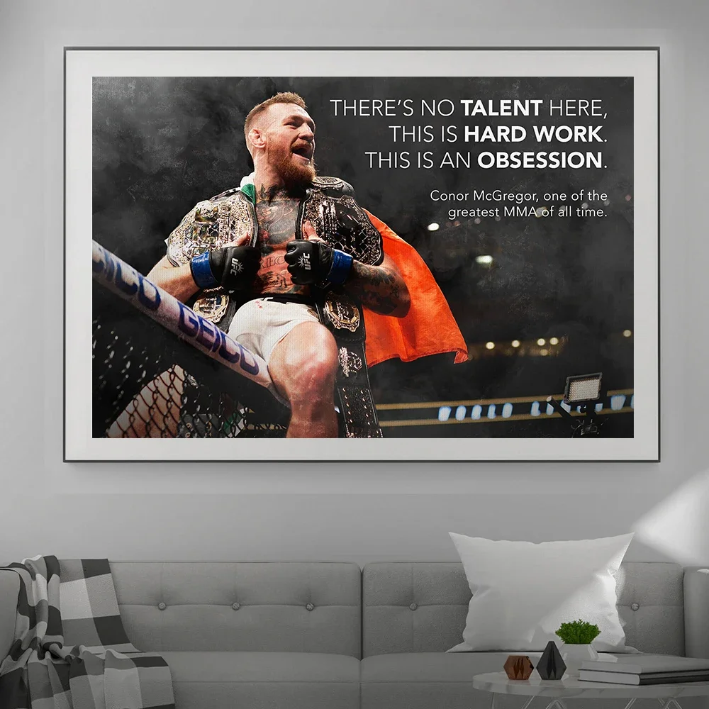 Conor McGregor vs Mayweather Motivational Quote Canvas Painting  Boxing Champion Portrait Poster  Sports Star Wall Art  Home Roo