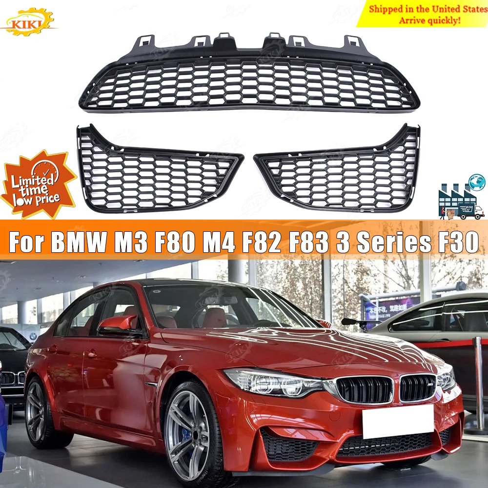 

Car fog lamp baffle grille For BMW M3 M4 F80 2014-2020 3 series F30 Grille Three-Piece Set 51118054302 51118054301 51118054294