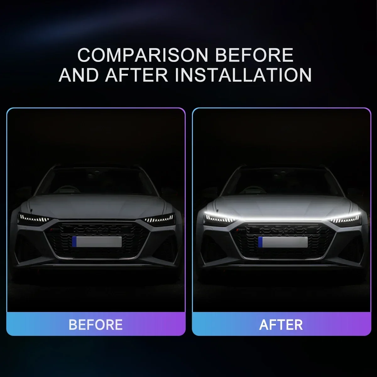 LED daytime running lights, car dynamic styling lights, 2026 latest launch scanning hood lights, guide light strip 12V