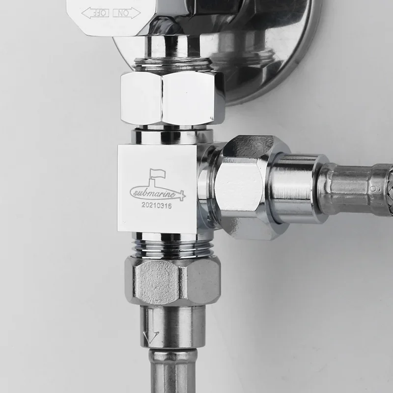 live connection three-way water separator angle valve one in two out all copper water stop valve faucet one point two connector