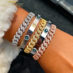 2025 Lucky Turkish Evil Eyes Women Men Open Bangle Bracelet 5A Cubic Zircon Cz Sparking Bling Fashion Hip Hop Iced Out Jewelry