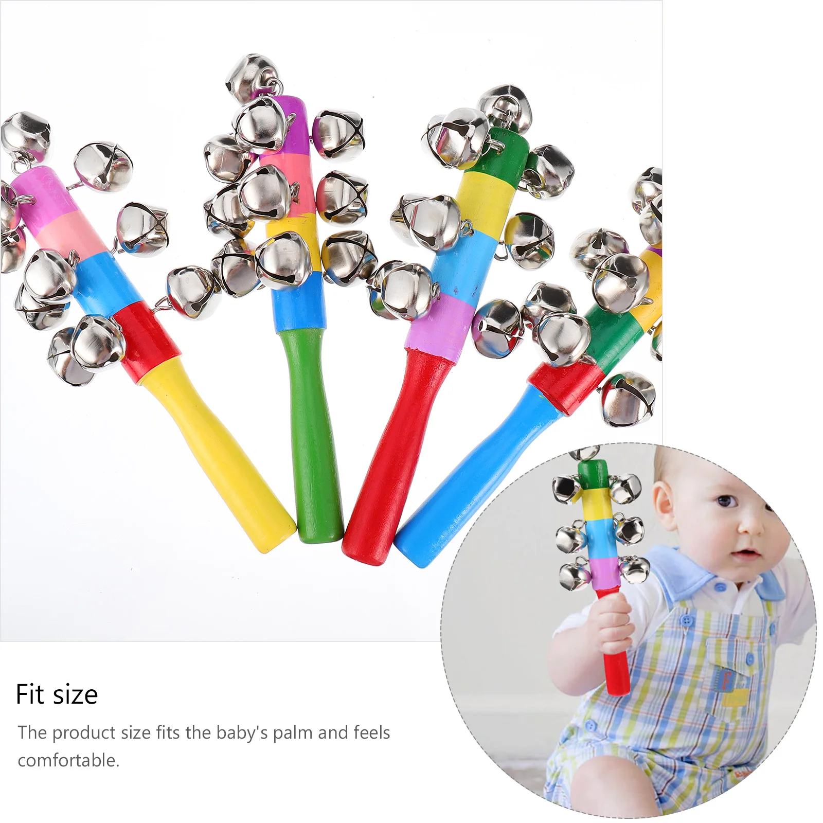 3 Pcs Child Holding Toddler Baby Hand Toys The Bell Handbell Rattles for Plastic Wood