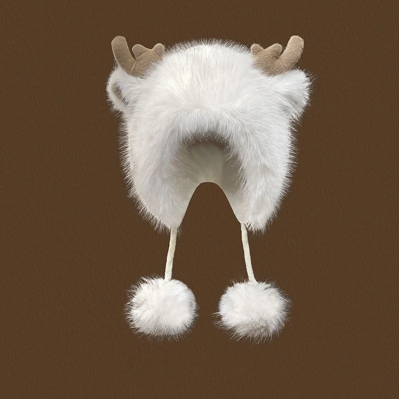 Kerst elanden hoorn hoed dames winter schattig haarbal Lei Feng hoed winter pluche wollen muts warm oor haar hoed