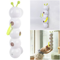 Caterpillar Interactive Cat Toy Motion Activated Wack A Worm Post Toy Teasing Cat Toy Rechargeable Kitten Toy With Tail for Cats