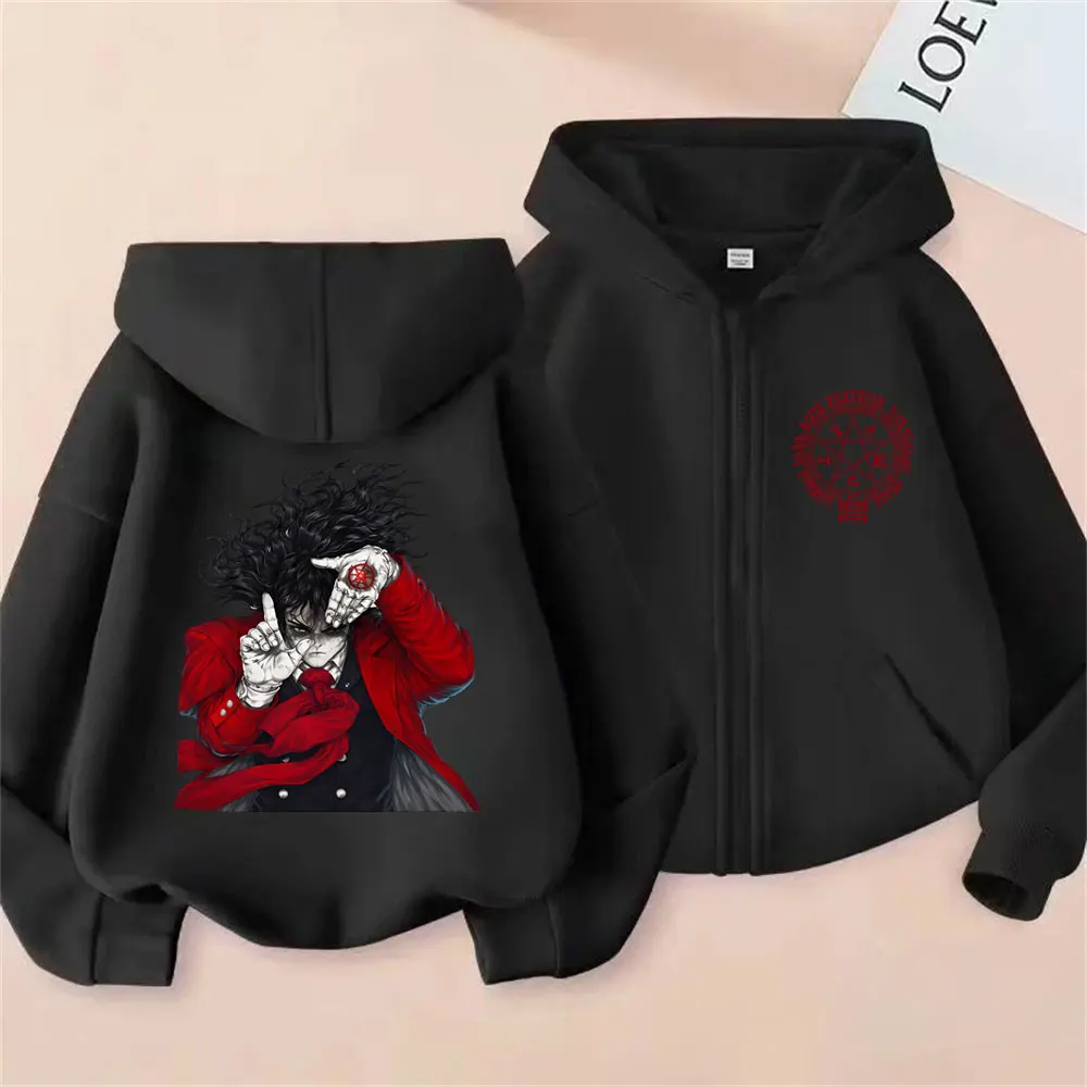 

Japanese Anime Hellsing Zipper Hoodie Vampire Alucard Merch Zip Up Jacket Men Clothing Manga Fashion Casual Oversized Hoodies