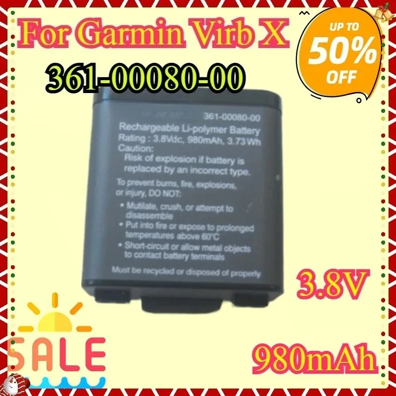 New 980mAh 3.8V High quality Replacement Battery 361-00080-00 For Garmin Virb X Compact VIRB XE Action Camera Battery