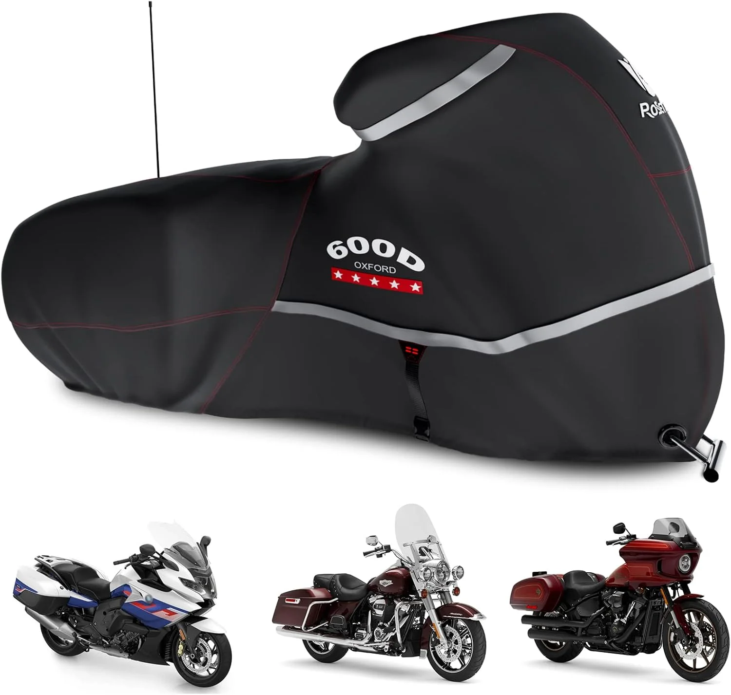 

Heavy-Duty Waterproof Motorcycle Cover for Touring Bikes with Side Cases, Indoor & Outdoor Use