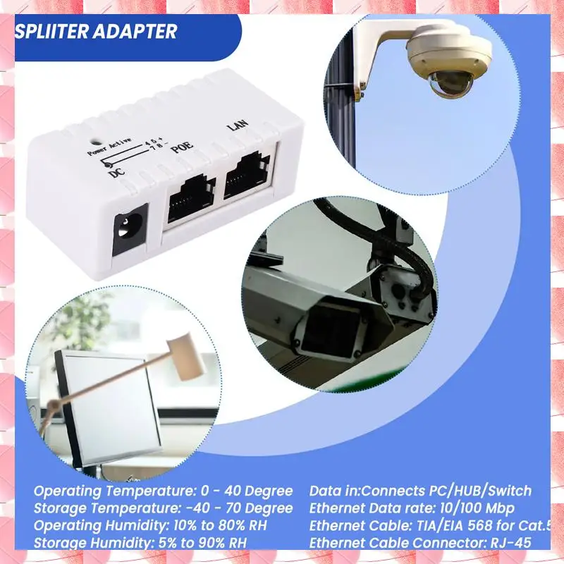 JAJA Poe Splitter Poe Injector Rj45 DC 5,5 мм X 2,1 мм Вход Пассивный Poe-инжектор Разъем адаптера для сетевой камеры IP