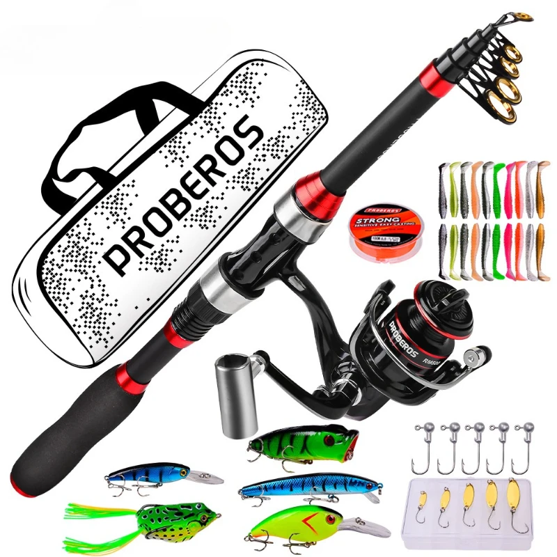 Caña de Pescar Giratoria de Fibra de Carbono para Pesca en el Mar, Combo de Carrete y Caña para Lanzamientos Largos con Bolsa para Caña, Kit Completo para Agua Salada y Dulce, Trucha y Lubina