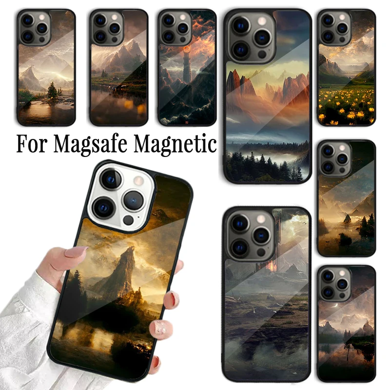 Coque Phone Case For iPhone 16 15 14 13 12 Mini 11 Pro Max Plus Magsafe Magnetic Wireless Charging Cover The road to Mordor