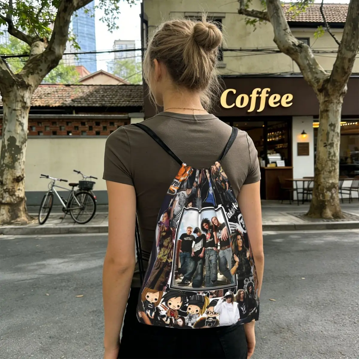 

Tokio Hotel Emblem Backpacks Fashion Drawstring Bundle Pocket Sports Bag Book Bags for Travel School