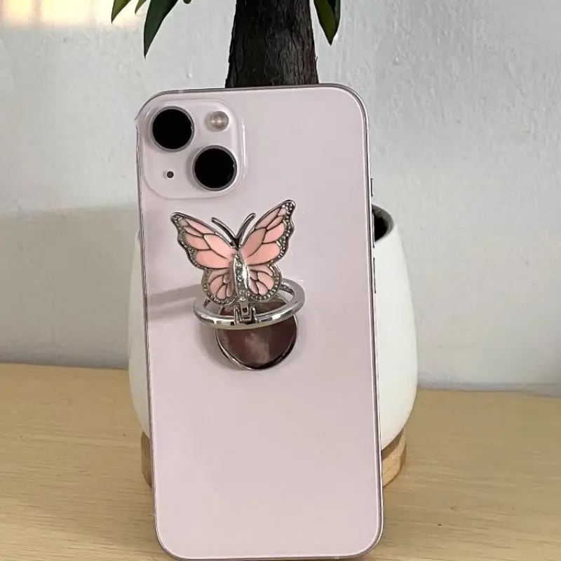 

Universal Phone Holder Luxury Portable Desktop Bracket Decompression Rotating Diamond-encrusted Butterfly Ring Finger Holder
