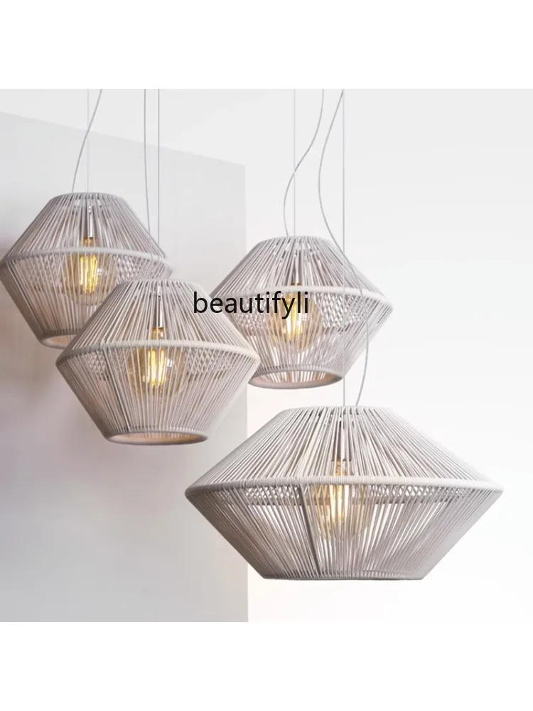 Modern Minimalist Chandelier Hand-Woven Homestay Hotel Banquet Living Room Decoration Dining Room Outdoor Moisture-Proof Lamps