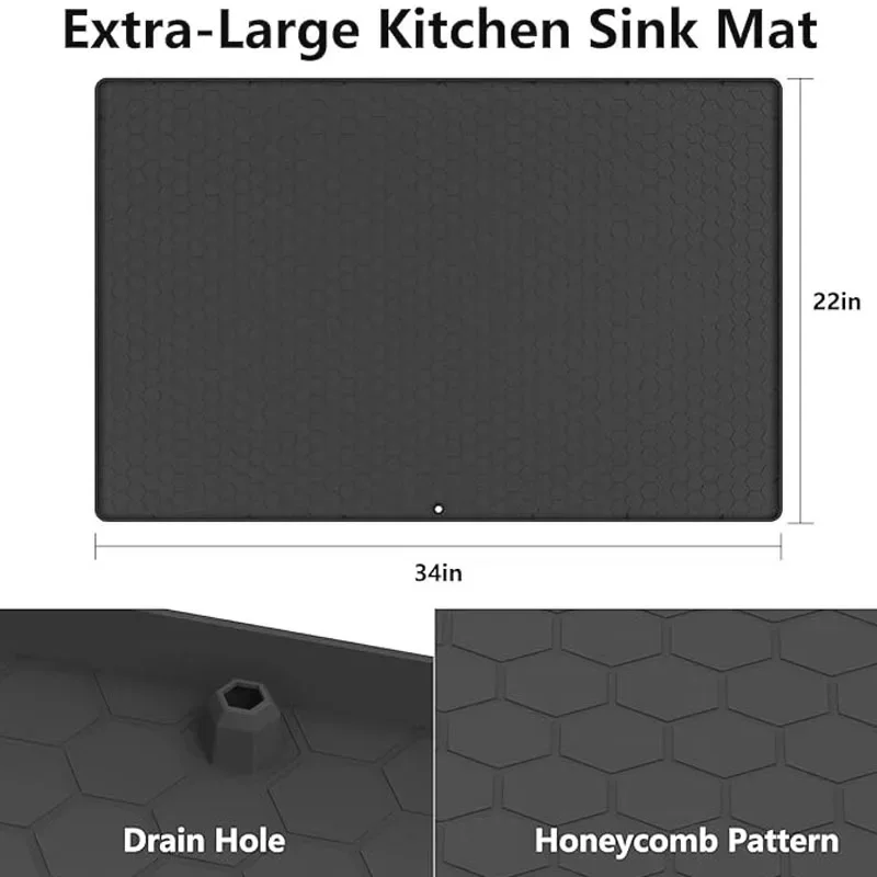 Waterproof Under Sink Mat, Flexible Silicone Cabinet Liner, Kitchen and Bathroom Cabinet Protector for Drips, Leaks, and Spills