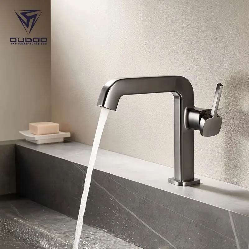 Modern Gun Grey Brass Bathroom Sink Faucet One Hole washbowl Tap Fashionable wash basin Mixer Faucet Lavabo Faucet High Quality