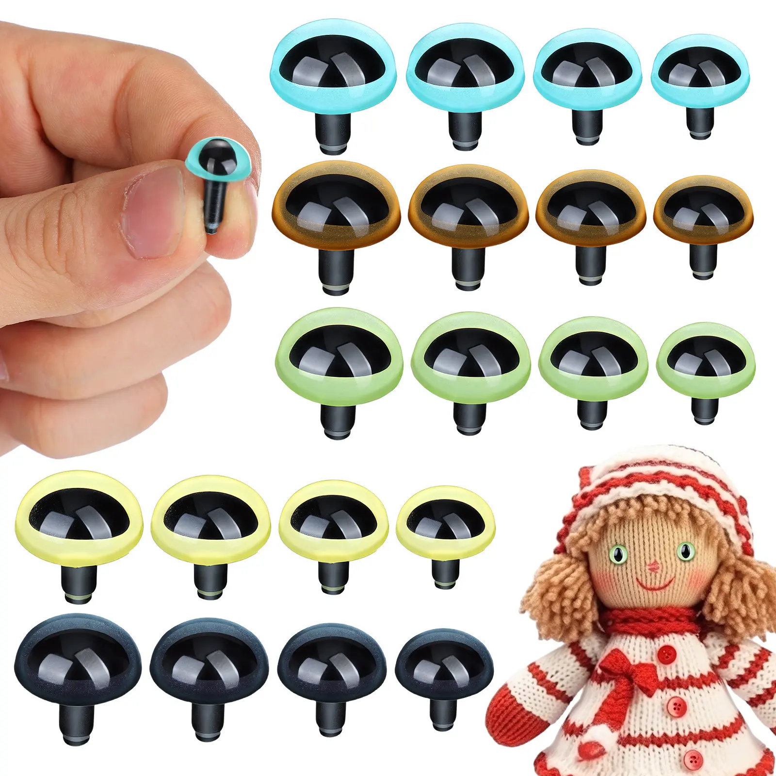 

40Pcs Iridescent Cat Eye Beads for Crochet Amigurumi Crafting Safety Eyes Realistic Glossy Big Round Embellishments Craft