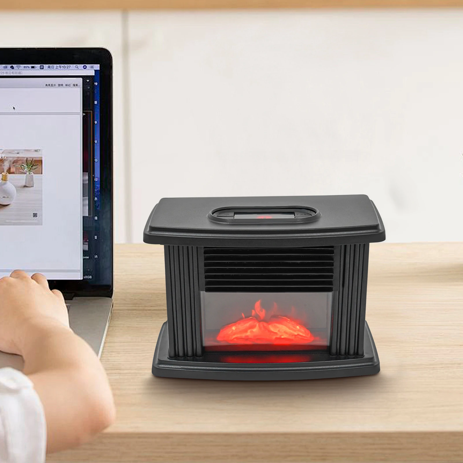 

Мини-электрический каминный обогреватель 1000 Вт, 3D-моделация пламени, горелка с системой быстрой нагрева для небольших помещений, 59-89,6 ° Ф