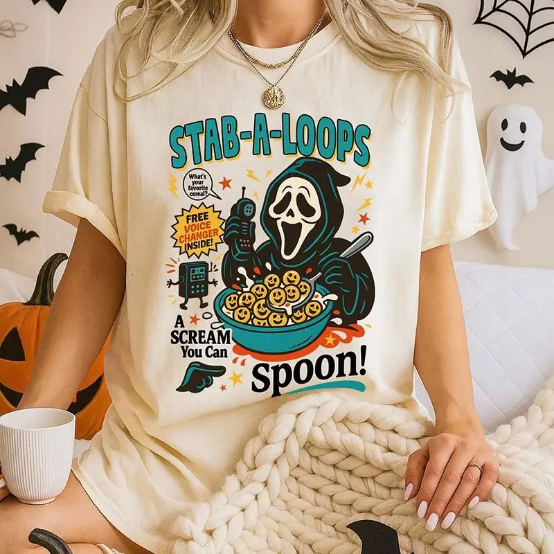 

loween Women's T-irt Funny Ghost StabALoops Cleanfit Sle A-Line Sve Other Material 00% Ladies' Clothing